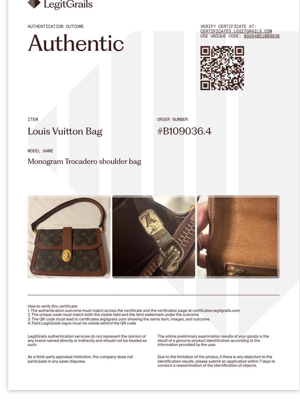 Authentic Vintage Louis Vuitton Monogram Sac Rabat Shoulder Bag + COA - Picture 15 of 15